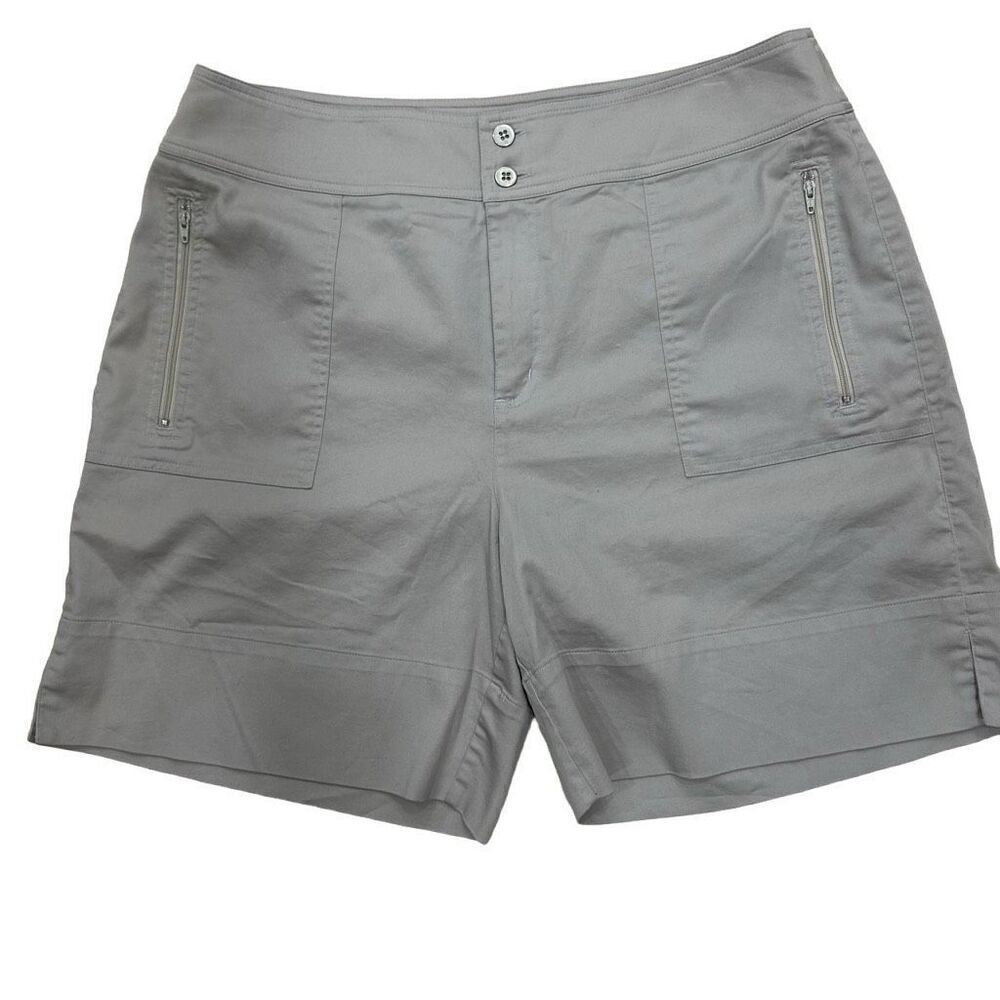 Chico’s Khaki Shorts Women’s 2.5 (12 14) Roll Tab Hem Front & Back Pockets